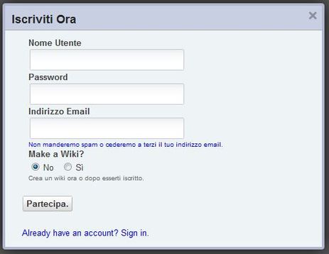 Registrazione 2 Wikispaces